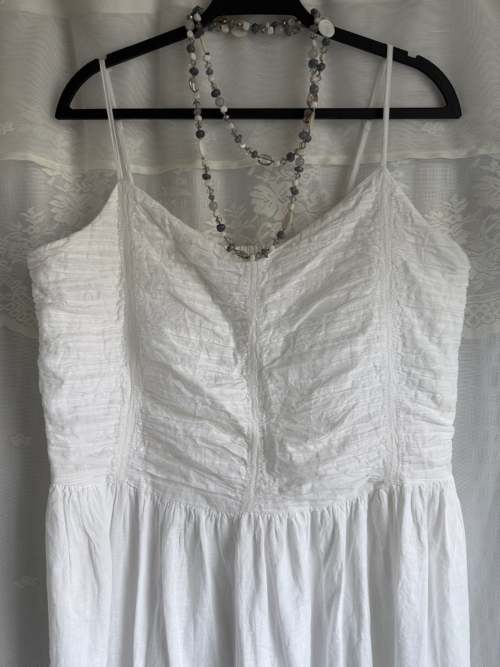 On 34th White Smocked Bodice Cotton Midi Dress XL